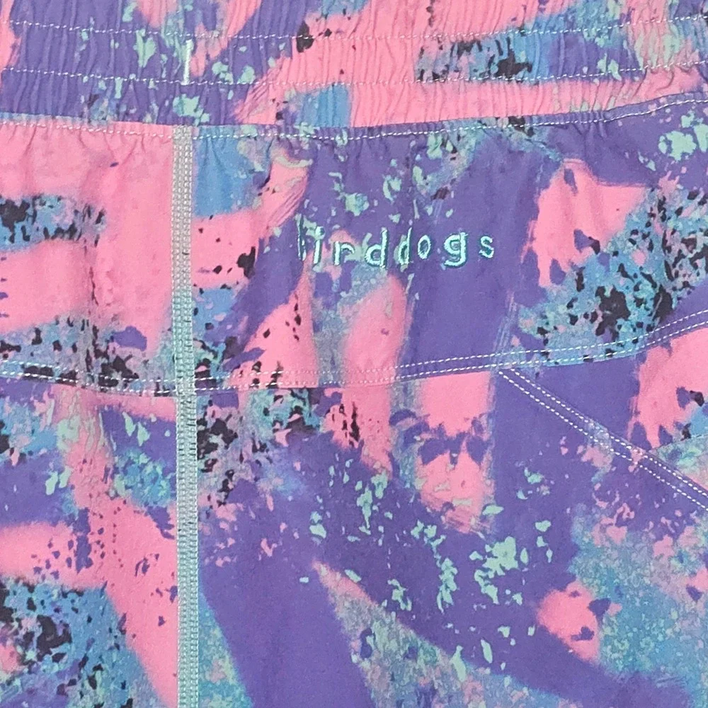 Birddogs Mens XXL Lined Gym Shorts Neon Smear Abstract 90s Print Athletic